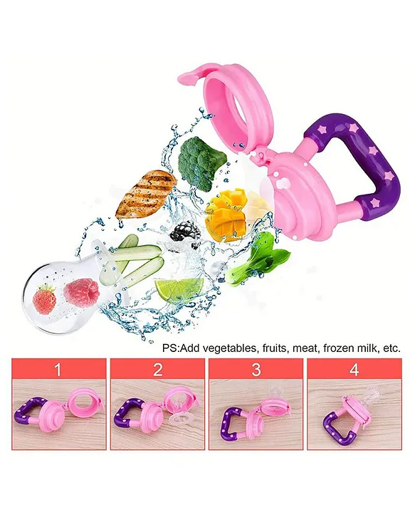 Baby Silicone Nose Cleaner and Fruit Feeder Pack of 2 - (1 Pink Nose Cleaner , 1 Pink Fruit Feeder)