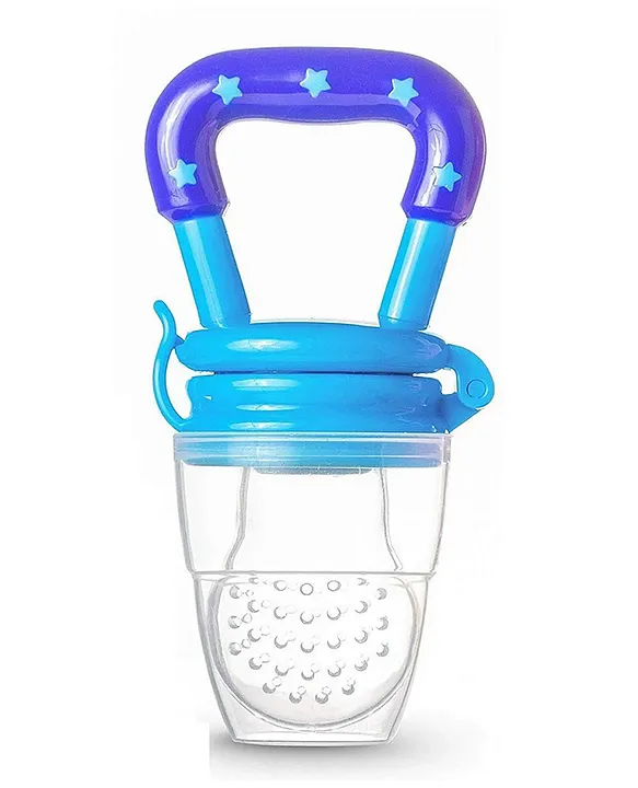 Baby Silicone Fruit Teether & Fruit Feeder Combo - Pink Fruit teether & Blue Fruit Feeder ( Pack of 2)