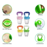 Baby Silicone Fruit Teether & Fruit Feeder Combo - Pink Fruit teether & Blue Fruit Feeder ( Pack of 2) - NeonateCare India