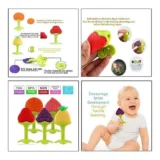 Baby Silicone Fruit Teether & Fruit Feeder Combo - Pink Fruit teether & Blue Fruit Feeder ( Pack of 2) - NeonateCare India