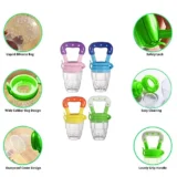 Baby Silicone Fruit Teether & Fruit Feeder Combo - Orange Fruit teether & Blue Fruit Feeder ( Pack of 2) - NeonateCare India