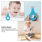 Soft Silicone Finger Toothbrush with U Shape Soft Bristles Brush for Kids - Pack of 2 (Blue u shape brush, white finger brush) - NeonateCare India