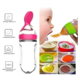 combo of spoon feeder and fruit teether - (Green Spoon feeder, Orange Fruit teether) - NeonateCare India
