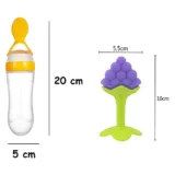 combo of spoon feeder and fruit teether - (Green Spoon feeder, Grapes Fruit teether) - NeonateCare India