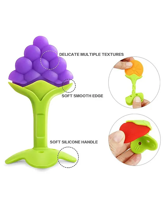 combo of spoon feeder and fruit teether - (Green Spoon feeder, Grapes Fruit teether)