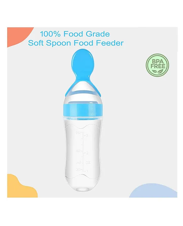 20621038a Silicone Easy Squeezy Spoon Food Feeder for Babies- Blue Spoon feeder - NeonateCare India