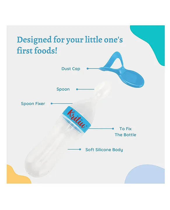 Silicone Easy Squeezy Spoon Food Feeder for Babies- Blue Spoon feeder