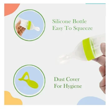 Silicone Easy Squeezy Spoon Food Feeder for Babies- Green Spoon feeder - NeonateCare India