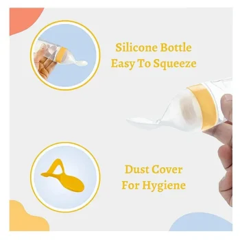 Silicone Easy Squeezy Spoon Food Feeder for Babies- Yellow Spoon feeder - NeonateCare India