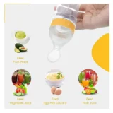 Silicone Easy Squeezy Spoon Food Feeder for Babies- Yellow Spoon feeder - NeonateCare India