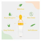Silicone Easy Squeezy Spoon Food Feeder for Babies- Yellow Spoon feeder - NeonateCare India