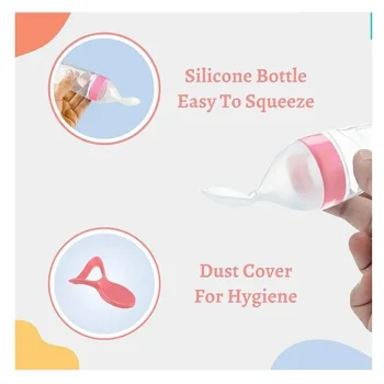 Silicone Easy Squeezy Spoon Food Feeder for Babies - Pink Spoon feeder - NeonateCare India