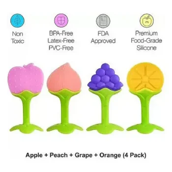 Fruit Shaped Teether Pack Of 4 - (4 Fruit Teether) (MultiColor) - NeonateCare India