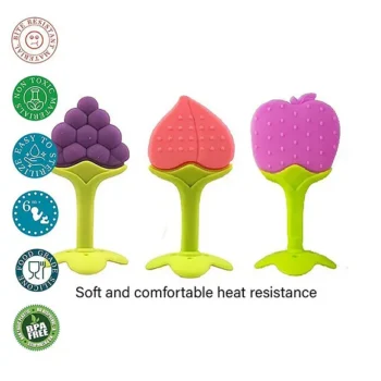 Fruit Shaped Teether Pack Of 4 - (4 Fruit Teether) (MultiColor) - NeonateCare India