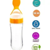 New Born Feeding Starter Kit with Spoon Feeder Fruit Feeder and 3 Cotton Bibs - ( Yellow spoon feeder, Yellow fruit feeder, 3 multicolor Bibs) - NeonateCare India