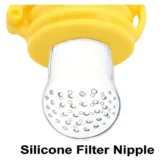 New Born Feeding Starter Kit with Spoon Feeder Fruit Feeder and 3 Cotton Bibs - ( Yellow spoon feeder, Yellow fruit feeder, 3 multicolor Bibs) - NeonateCare India