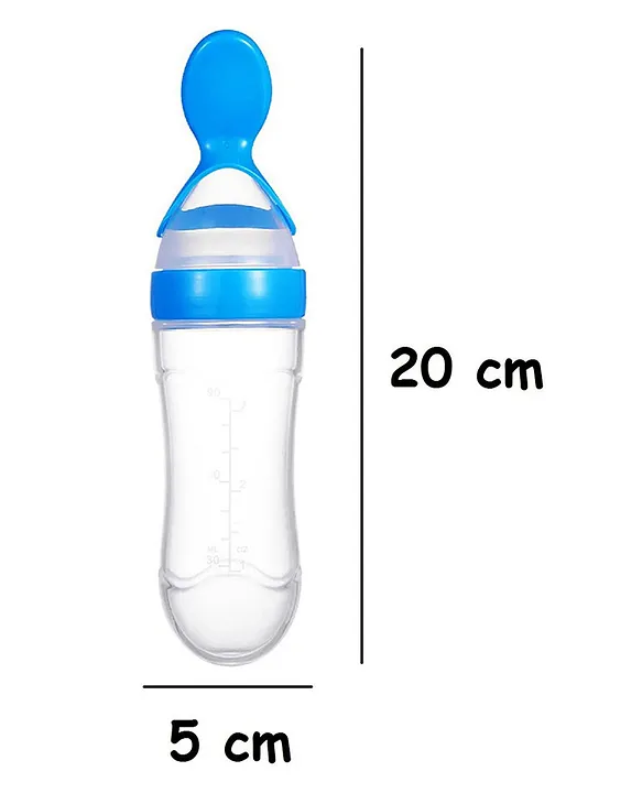 New Born Feeding Starter Kit with Spoon Feeder Fruit Feeder and 3 Cotton Bibs - ( Blue spoon feeder, Blue fruit feeder, 3 multicolor Bibs) - Blue