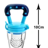 New Born Feeding Starter Kit with Spoon Feeder Fruit Feeder and 3 Cotton Bibs - ( Blue spoon feeder, Blue fruit feeder, 3 multicolor Bibs) - Blue - NeonateCare India
