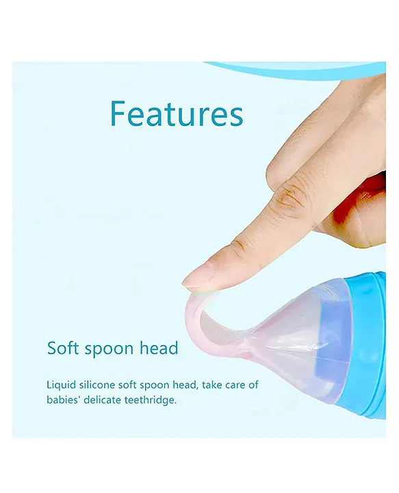 New Born Feeding Starter Kit with Spoon Feeder Fruit Feeder and 3 Cotton Bibs - ( Blue spoon feeder, Blue fruit feeder, 3 multicolor Bibs) - Blue