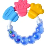 Combo of Silicone Squeezy Spoon Feeder Ring Teether and Ring Fruit Feeder ( Spoon Feeder Ring Teether Ring Nibbler)- Blue - NeonateCare India