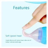 Combo of Silicone Squeezy Spoon Feeder Ring Teether and Ring Fruit Feeder ( Spoon Feeder Ring Teether Ring Nibbler)- Blue - NeonateCare India
