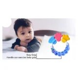 Combo of Silicone Squeezy Spoon Feeder Ring Teether and Ring Fruit Feeder ( Spoon Feeder Ring Teether Ring Nibbler)- Blue - NeonateCare India