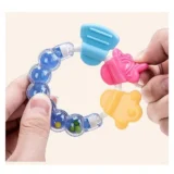 Combo of Silicone Squeezy Spoon Feeder Ring Teether and Ring Fruit Feeder ( Spoon Feeder Ring Teether Ring Nibbler)- Blue - NeonateCare India