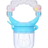 Combo of Silicone Squeezy Spoon Feeder Ring Teether and Ring Fruit Feeder ( Spoon Feeder Ring Teether Ring Nibbler)- Blue - NeonateCare India