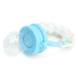 Combo of Silicone Squeezy Spoon Feeder Ring Teether and Ring Fruit Feeder ( Spoon Feeder Ring Teether Ring Nibbler)- Blue - NeonateCare India