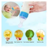 Combo of Squeezy Spoon Feeder Ring Teether Finger Toothbrush and Fruit Feeder ( Spoon Feeder Fruit Feeder Ring teether Finger Brush) - Blue - NeonateCare India