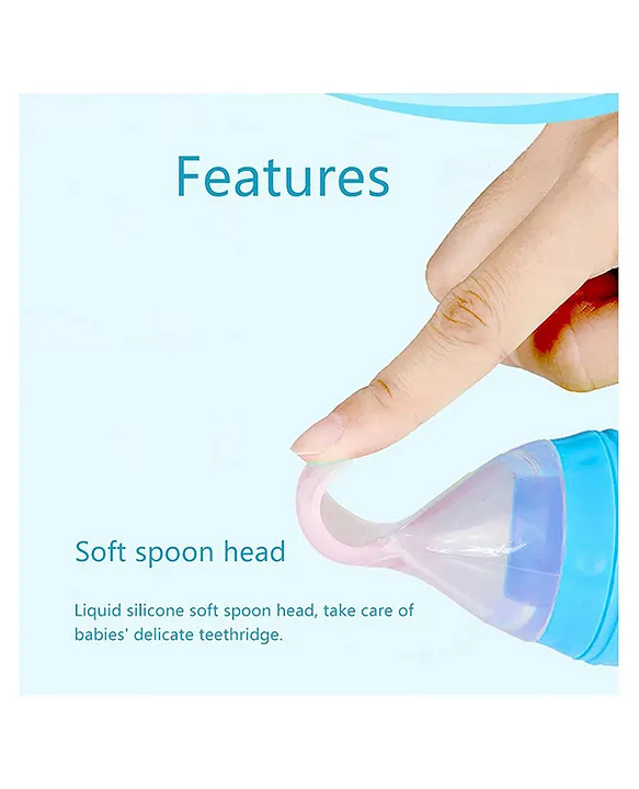 Combo of Squeezy Spoon Feeder Ring Teether Finger Toothbrush and Fruit Feeder ( Spoon Feeder Fruit Feeder Ring teether Finger Brush) - Blue