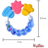 Combo of Squeezy Spoon Feeder Ring Teether Finger Toothbrush and Fruit Feeder ( Spoon Feeder Fruit Feeder Ring teether Finger Brush) - Blue - NeonateCare India