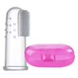Combo of Squeezy Spoon Feeder Ring Teether Finger Toothbrush and Fruit Feeder ( Spoon Feeder Fruit Feeder Ring teether Finger Brush) - Pink - NeonateCare India