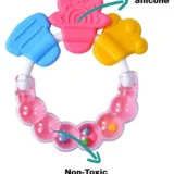 Combo of Squeezy Spoon Feeder Ring Teether Finger Toothbrush and Fruit Feeder ( Spoon Feeder Fruit Feeder Ring teether Finger Brush) - Pink - NeonateCare India
