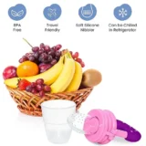 Baby Silicone Fruit Teether & Fruit Feeder Combo - Red Fruit teether & Pink Fruit Feeder - MultiColor - NeonateCare India