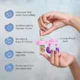 Baby Silicone Fruit Teether & Fruit Feeder Combo - Red Fruit teether & Pink Fruit Feeder - MultiColor - NeonateCare India