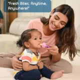 Baby Silicone Fruit Teether & Fruit Feeder Combo - Red Fruit teether & Pink Fruit Feeder - MultiColor - NeonateCare India