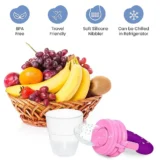 Baby Silicone Fruit Teether & Fruit Feeder Combo - Blue Fruit teether & Pink Fruit Feeder - MultiColor - NeonateCare India