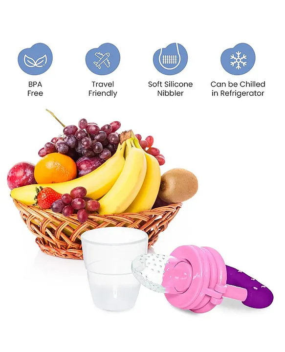 Baby Silicone Fruit Teether & Fruit Feeder Combo - Blue Fruit teether & Blue Fruit Feeder - Blue