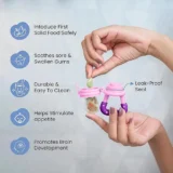 Baby Silicone Fruit Teether & Fruit Feeder Combo - Blue Fruit teether & Pink Fruit Feeder - MultiColor - NeonateCare India