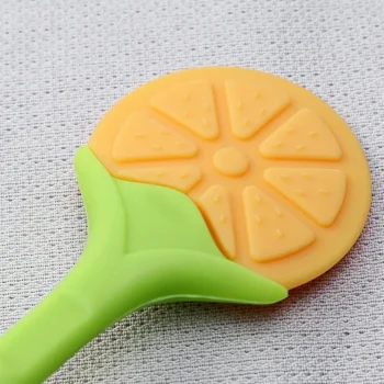 Baby Silicone Fruit Teether & Fruit Feeder Combo - Orange Fruit teether & Green Fruit Feeder - MultiColor - NeonateCare India