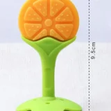 Baby Silicone Fruit Teether & Fruit Feeder Combo - Orange Fruit teether & Green Fruit Feeder - MultiColor - NeonateCare India