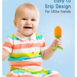 Baby Silicone Fruit Teether & Fruit Feeder Combo - Orange Fruit teether & Green Fruit Feeder - MultiColor - NeonateCare India