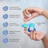 Baby Silicone Fruit Teether & Fruit Feeder Combo - Red Fruit teether & Blue Fruit Feeder - NeonateCare India
