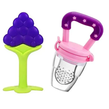 Baby Silicone Fruit Teether & Fruit Feeder Combo - Blue Fruit teether & Fruit Feeder - NeonateCare India