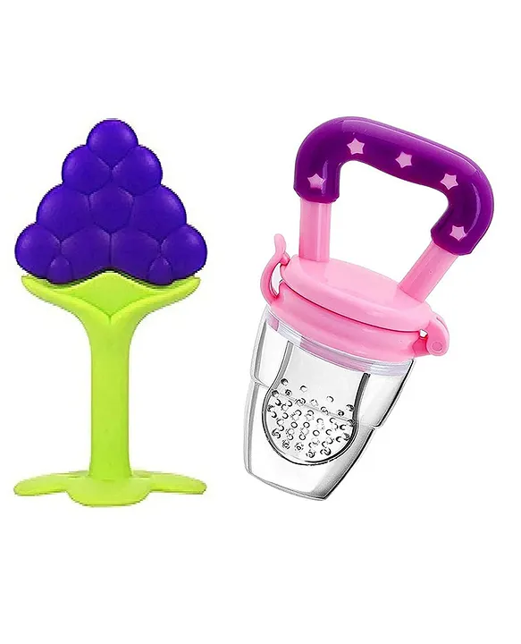 20621065a Baby Silicone Fruit Teether & Fruit Feeder Combo - Blue Fruit teether & Fruit Feeder - NeonateCare India
