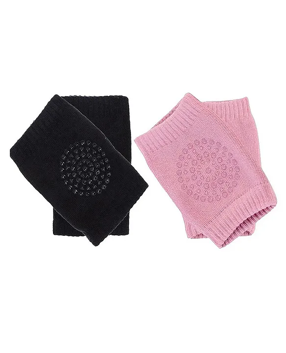 20621130a Anti Slip Padded Baby Knee Pad Pack of 2 - (pack of 2 Kneepads) - (Pink and Black) - NeonateCare India