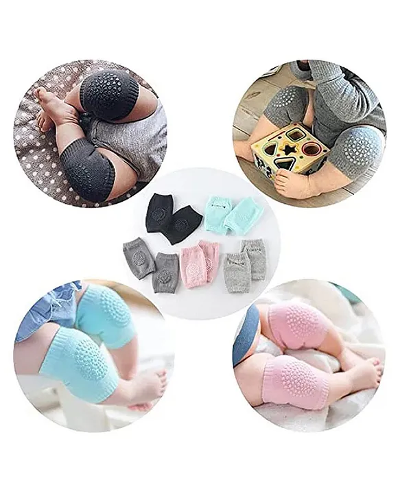 Anti Slip Padded Baby Knee Pad Pack of 2 - (pack of 2 Kneepads) - (Pink and Black)