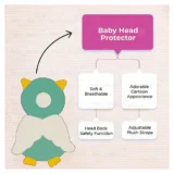 safety combo of Baby Helmet Head Protector and knee pads (Green jungle helmet Green frog head protector and multicolor knee pads) - Multi - NeonateCare India