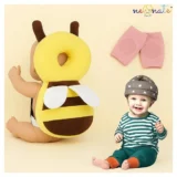 safety combo of Baby Helmet Head Protector and knee pads (Grey star helmet Yellow Head protector and multicolor knee pads) - Multi - NeonateCare India